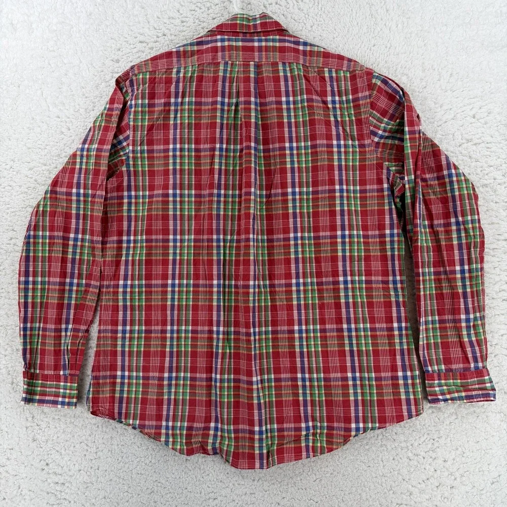Ralph Lauren Shirt Mens XL Red Plaid Long Sleeve Button Down Pony Custom Fit